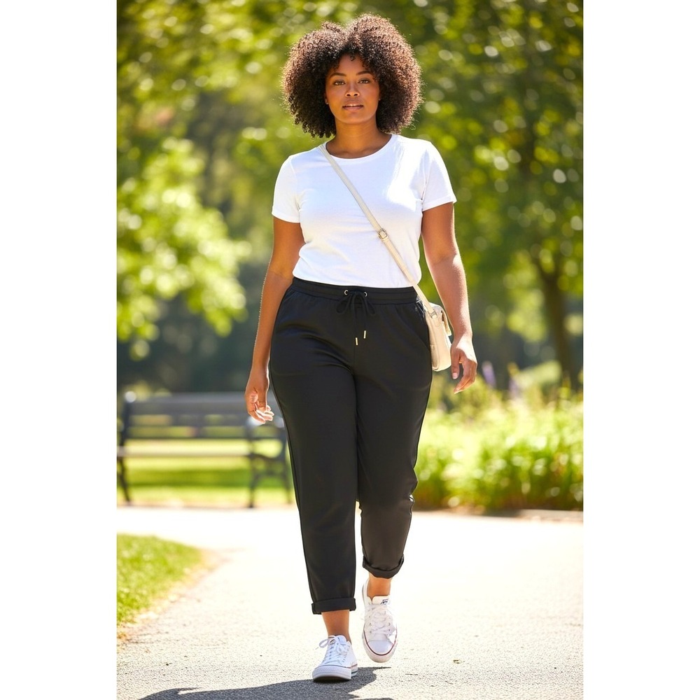 (F-171)Joy Mangano QVC Black Pull On Pants Women XL Stretch Casual Comfort Elast